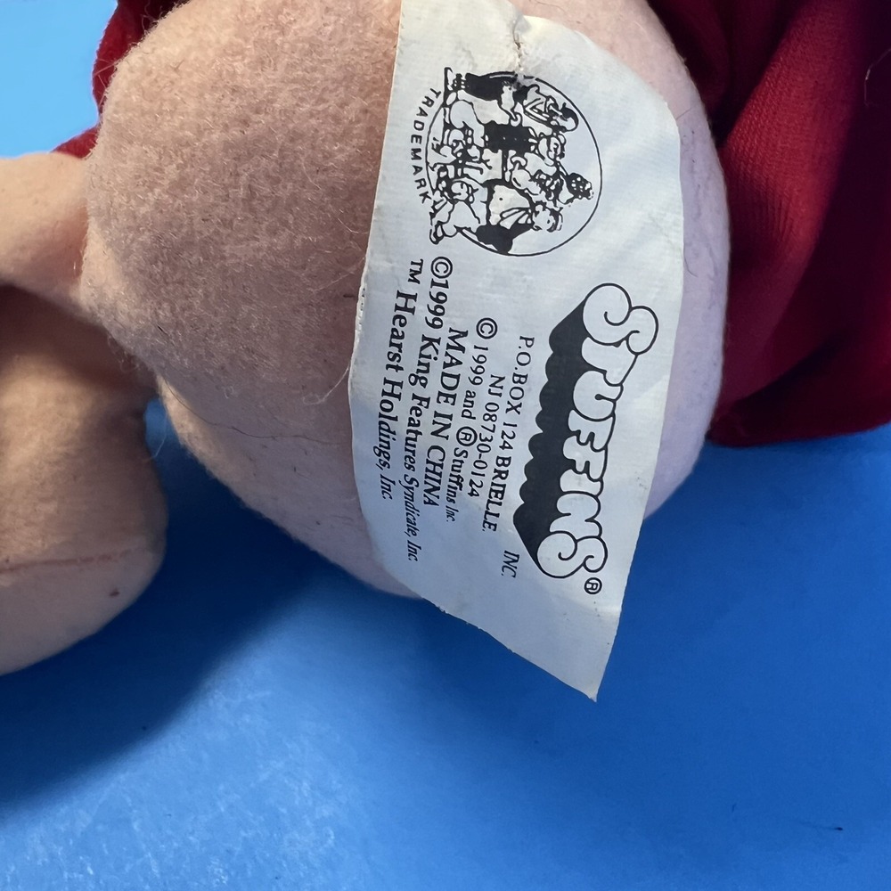 Vintage Popeye Stuffins 1999 Plush Stuffed Toy Doll in Red Outfit & White Hat 8" - Picture 16 of 16